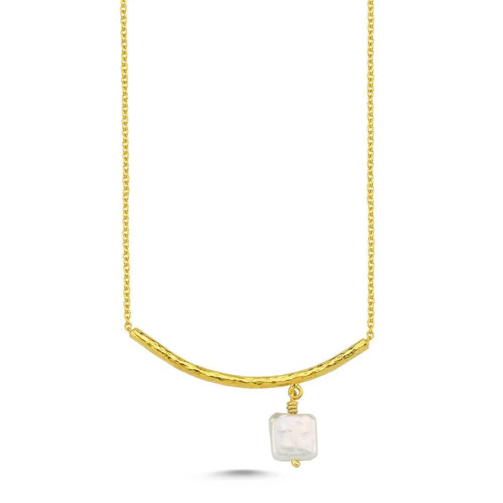 M White Baroque Pearl Dangle Kolye