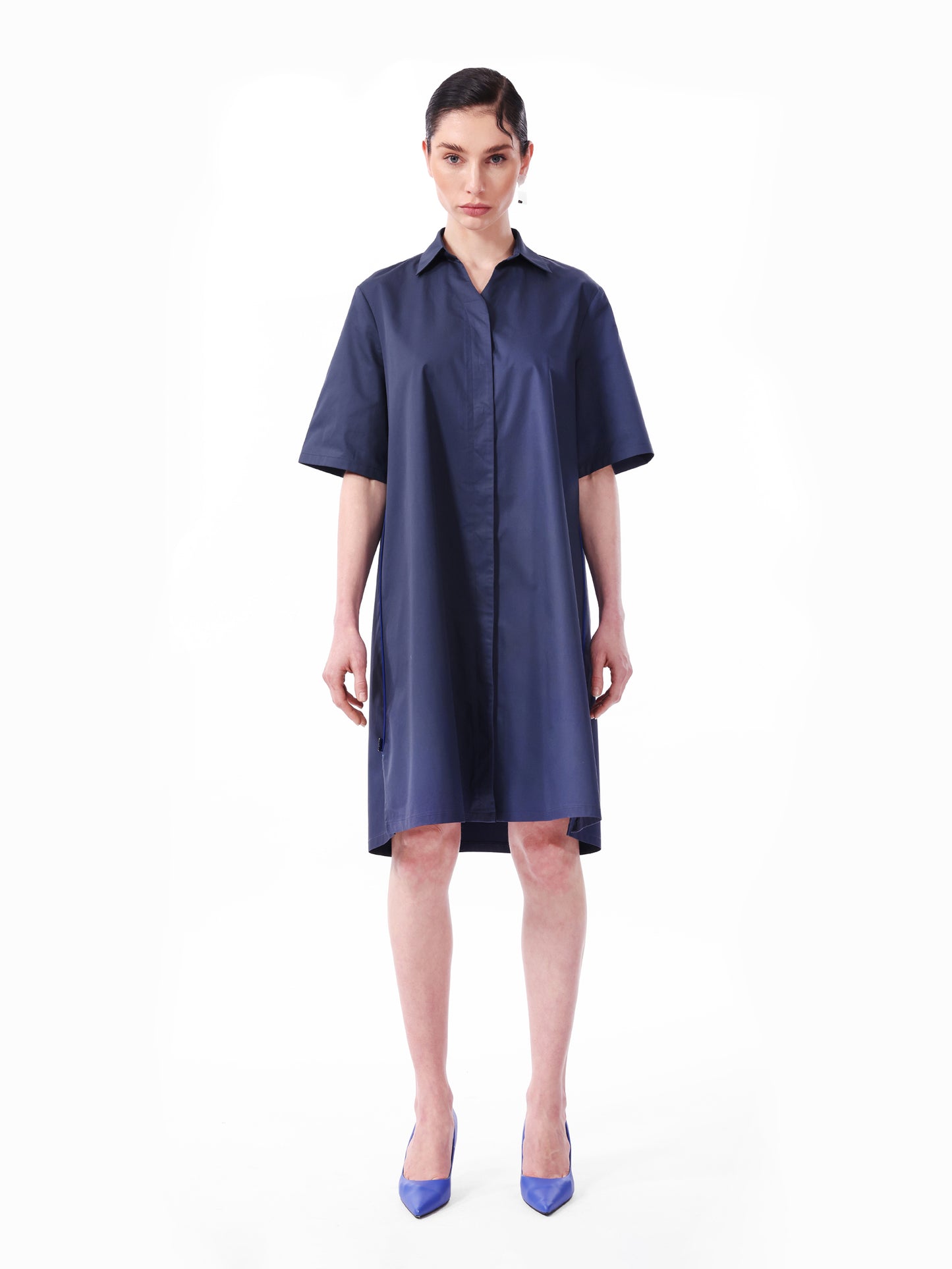 KNTLGY Lacivert Oversize Poplin A Kesim Elbise