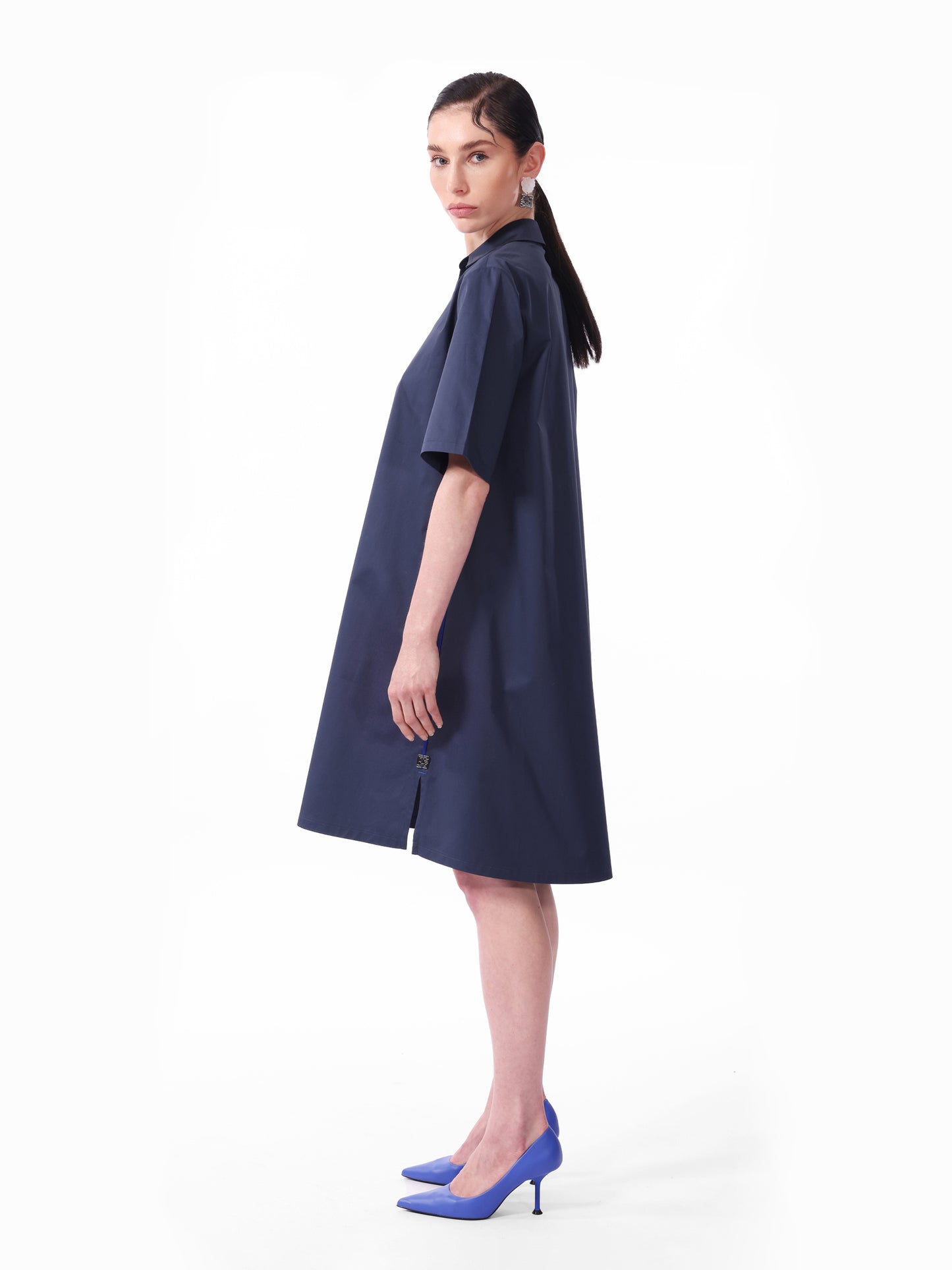 KNTLGY Lacivert Oversize Poplin A Kesim Elbise