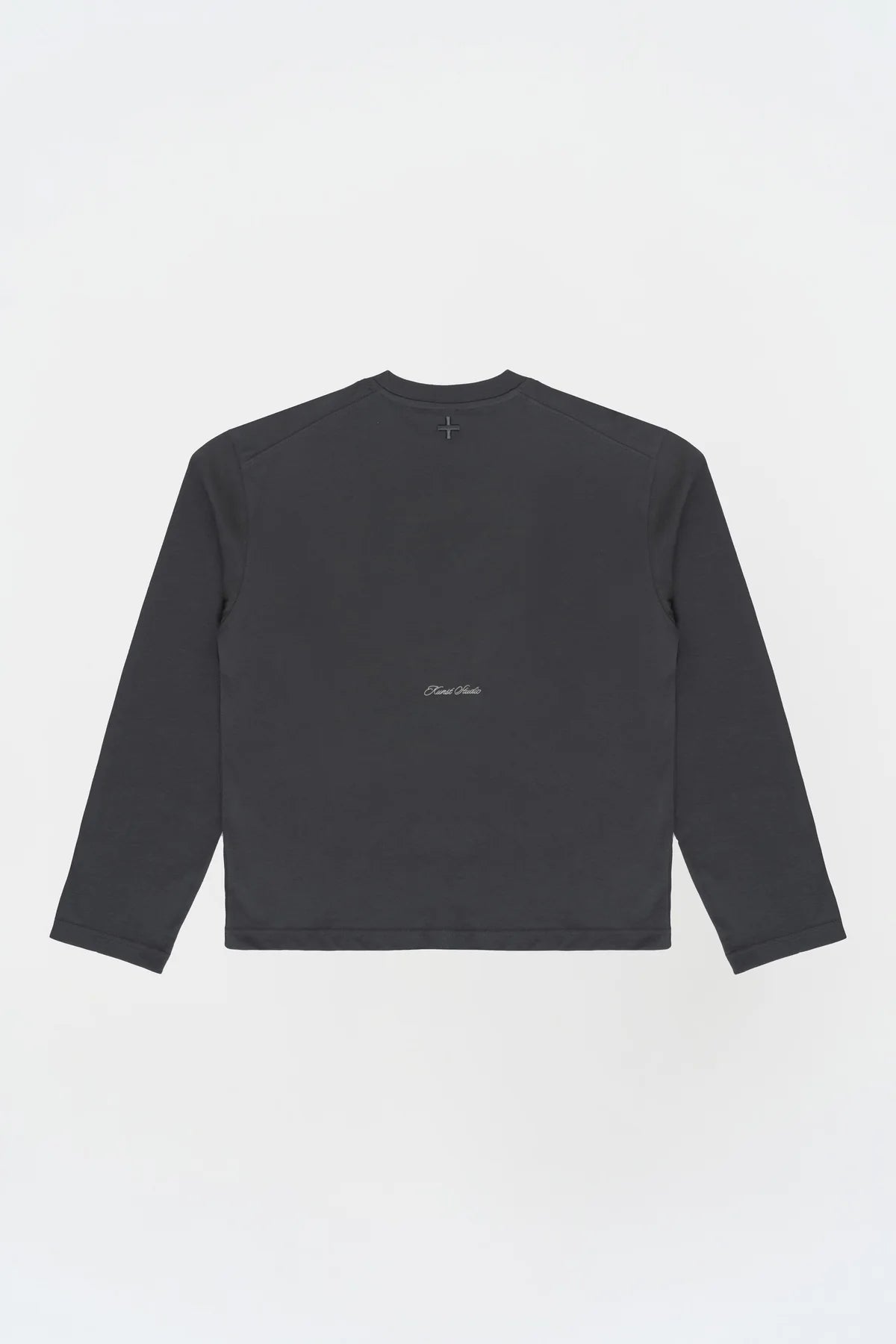 KNST Uzun Kollu Nakışlı Oversize Gri T-Shirt