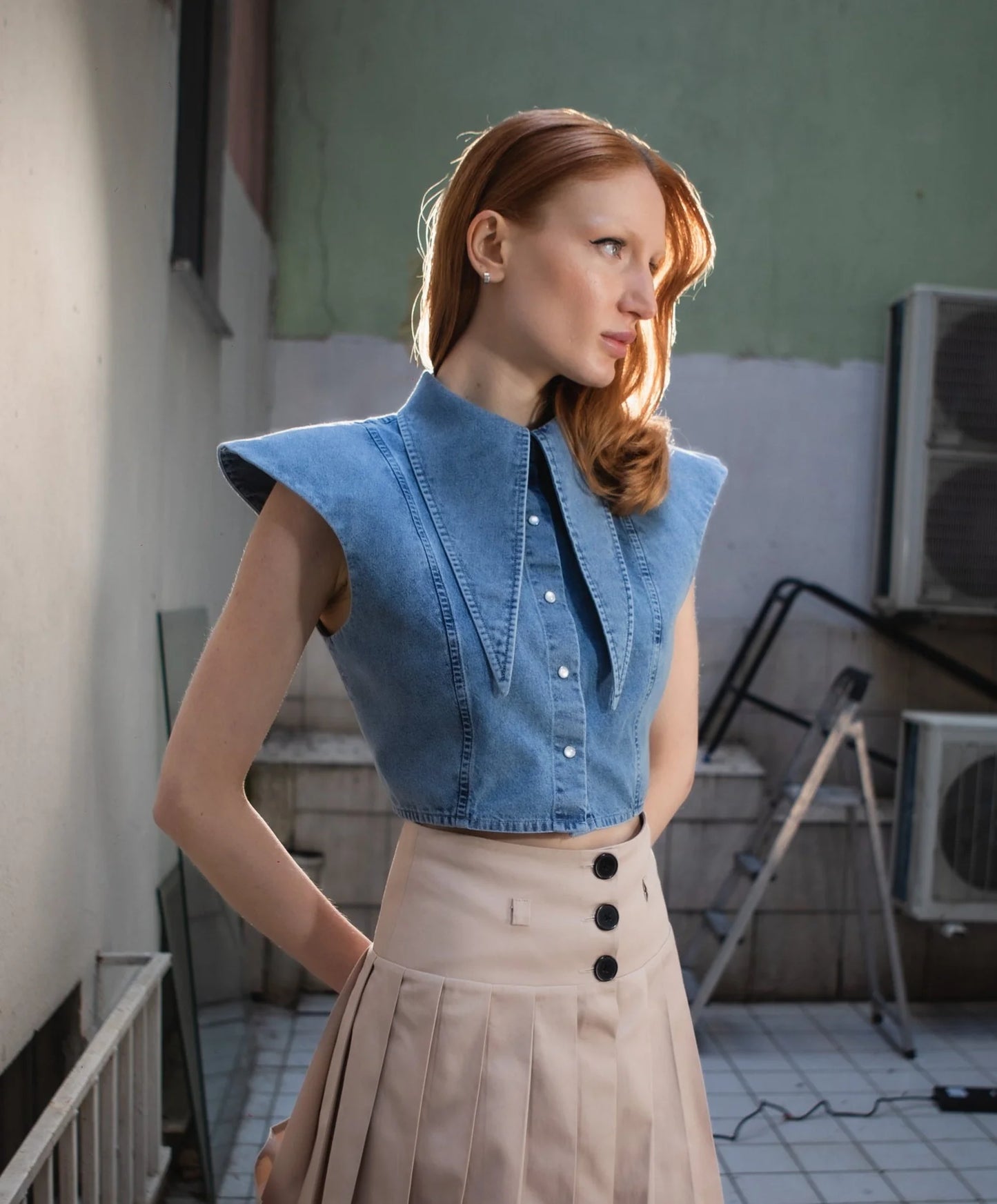 KKC Denim Long Collar Gömlek