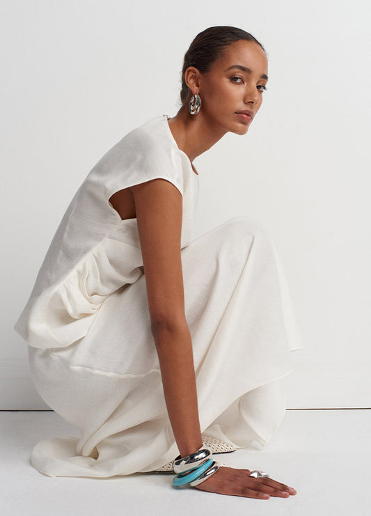 AC Greek Keten Beyaz Bluz