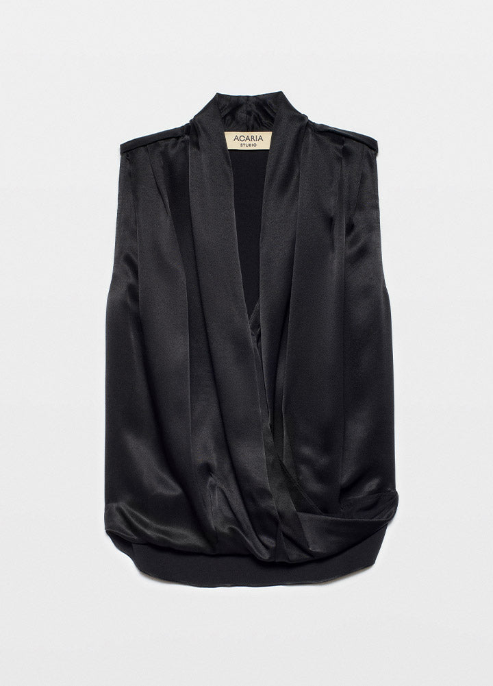 A Diana Saten Siyah Top