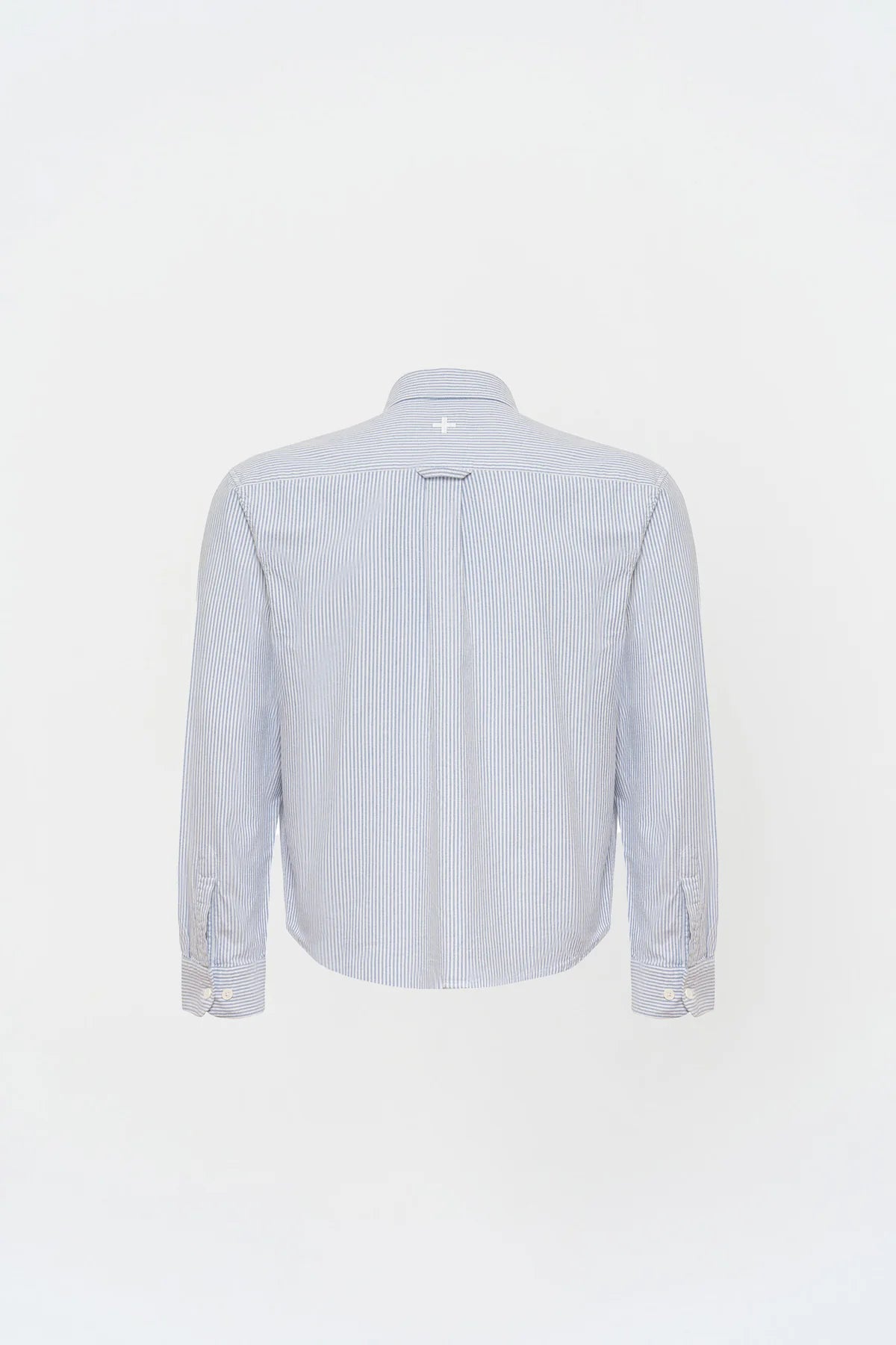 KNST Box Fit Nakışlı Mavi Beyaz Gömlek