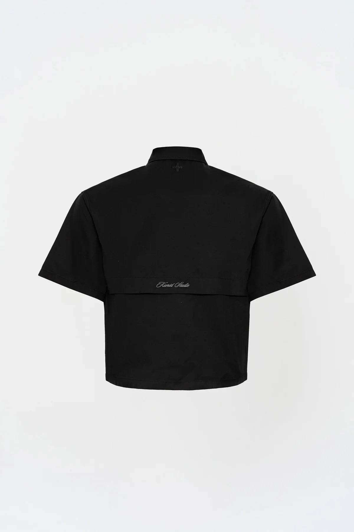 KNST Siyah Box Fit Kısa Kollu Teknik Gömlek