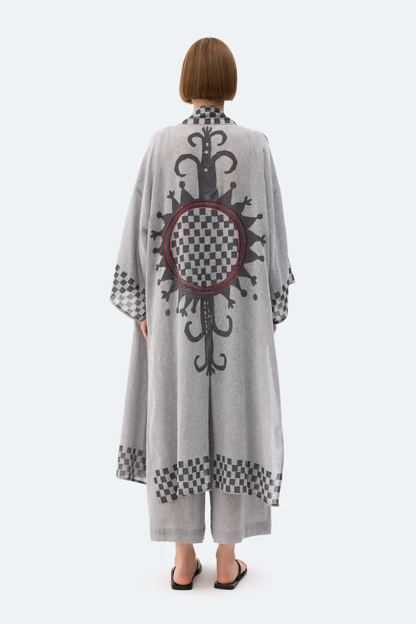 İK Dama Desenli Kimono