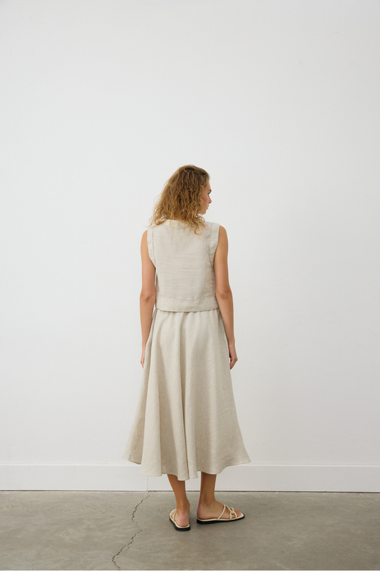 AB Keten Uzun Kloş Etek Natural