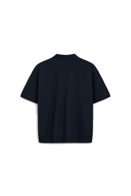 AR Siyah Ribbed Polo Tee