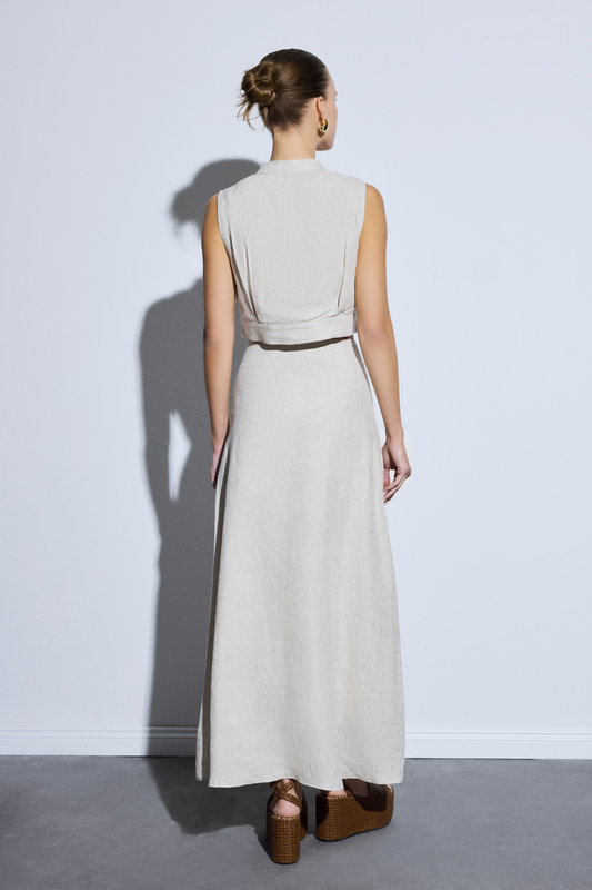 AB Keten Crop Gömlek Natural