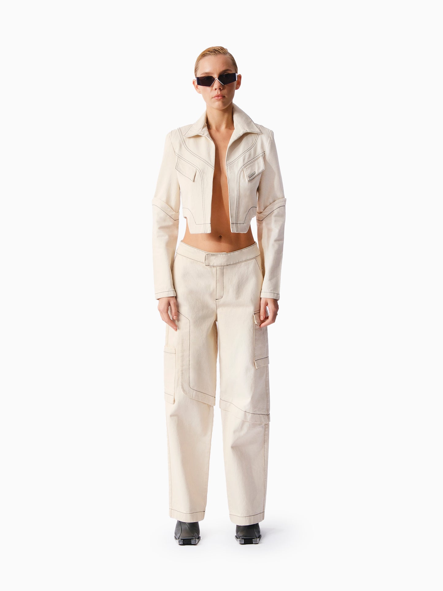 KNTLGY Bej Denim Kargo Pantolon