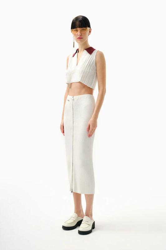 KNTLGY Beyaz Triko Polo Üst