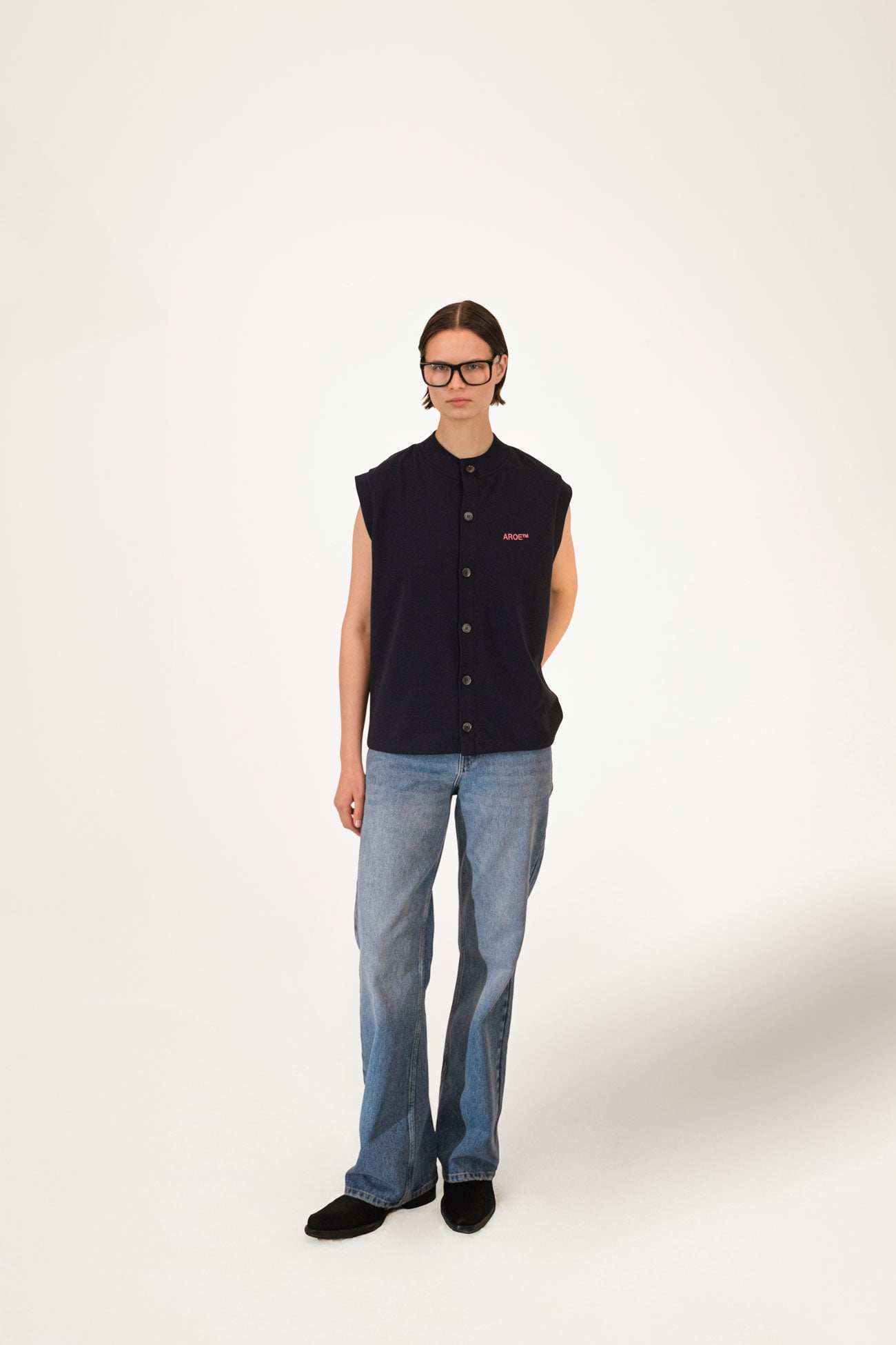 AR Navy Blue Buttoned Yelek