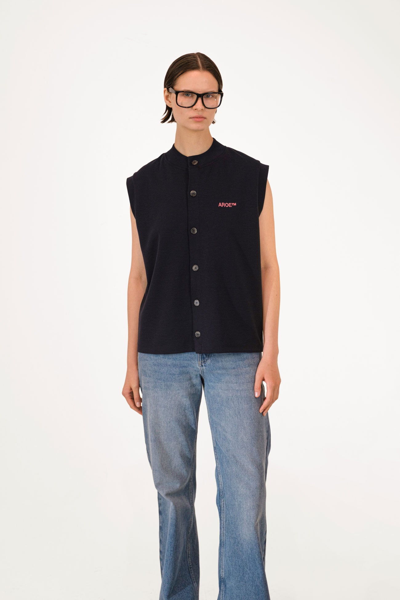 AR Navy Blue Buttoned Yelek