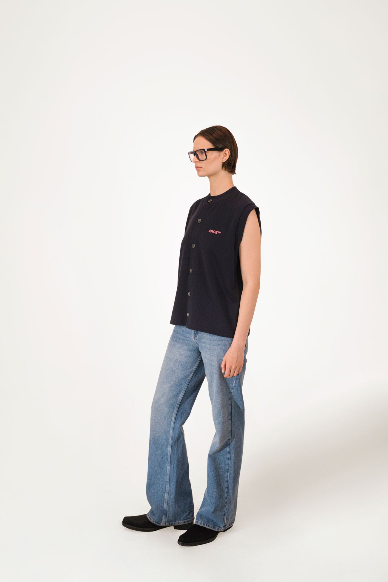 AR Navy Blue Buttoned Yelek