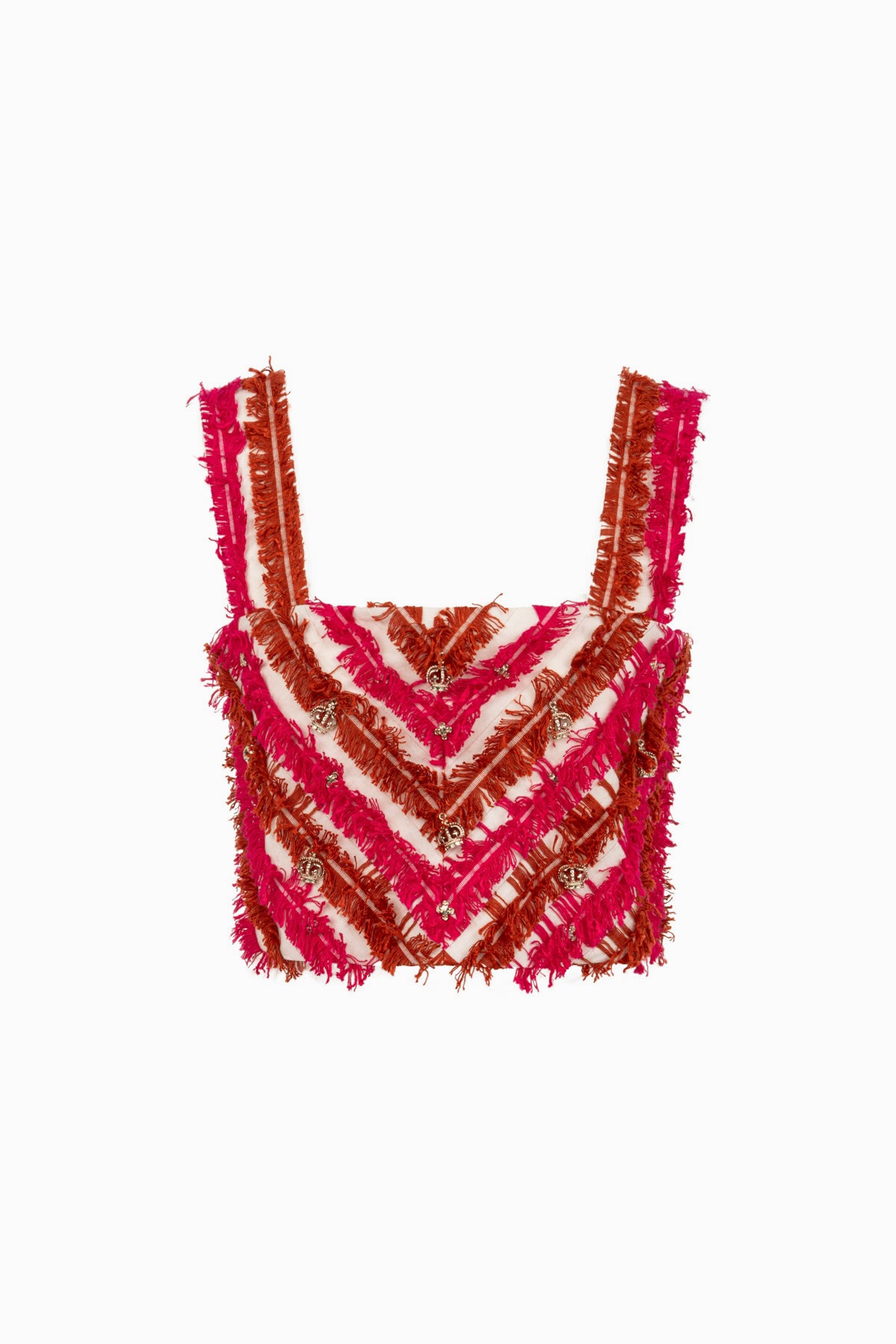 Saint Ones pembe tarçın buklet detaylı crop top, Buklet askılı kısa bluz görseli, Metal detaylı kadın üst