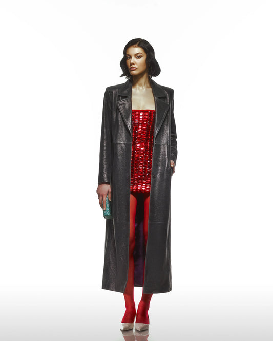 MS Shinny Embellished Straplez Kadife Elbise