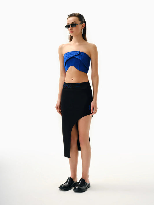 KNTLGY Mavi Saten Dolgulu Korse