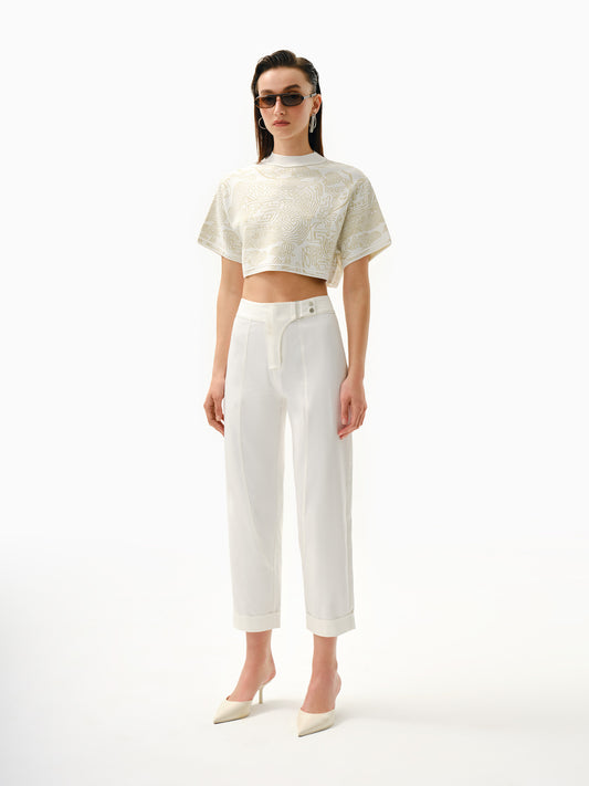 KNTLGY Fingerprint Jakarlı Crop Top