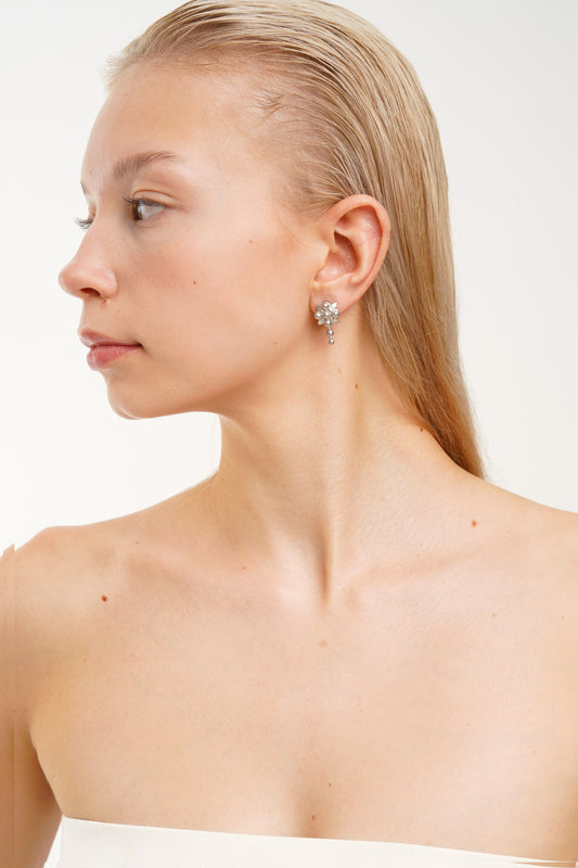 L Ivy Drop Silver Earrings