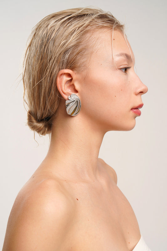 L Estia Crystal Silver Earrings