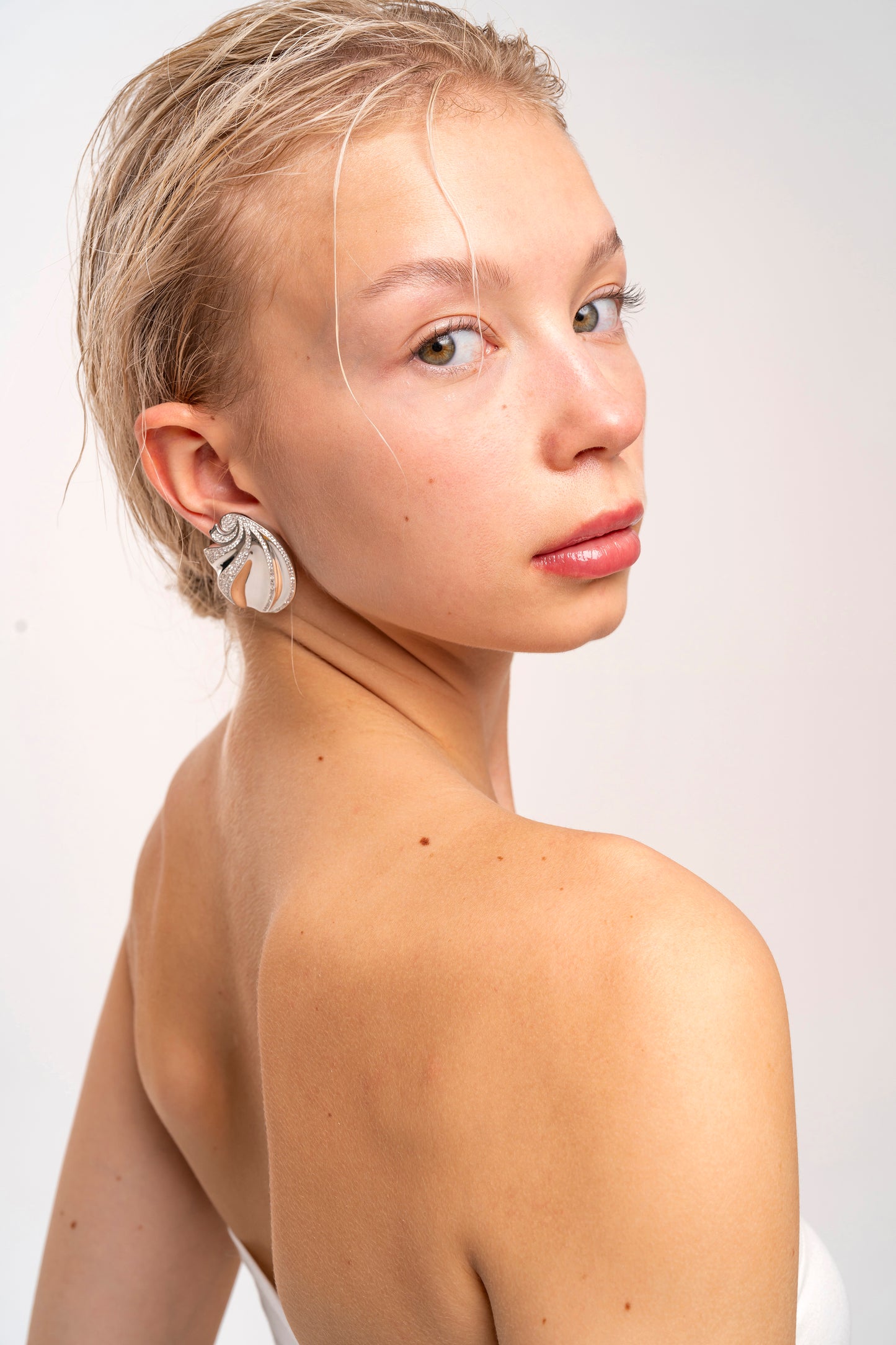 L Estia Crystal Silver Earrings