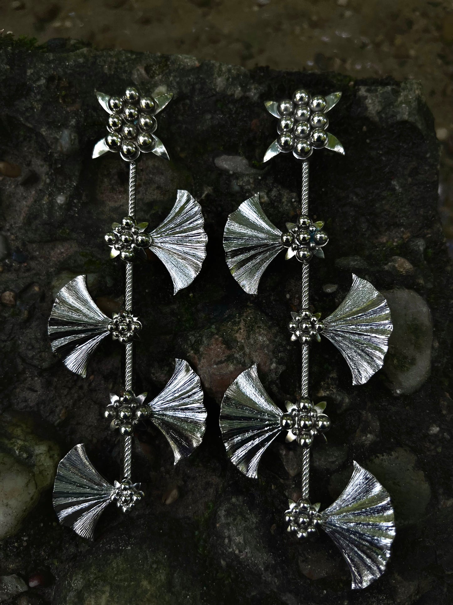 L Ivy Long Silver Earrings