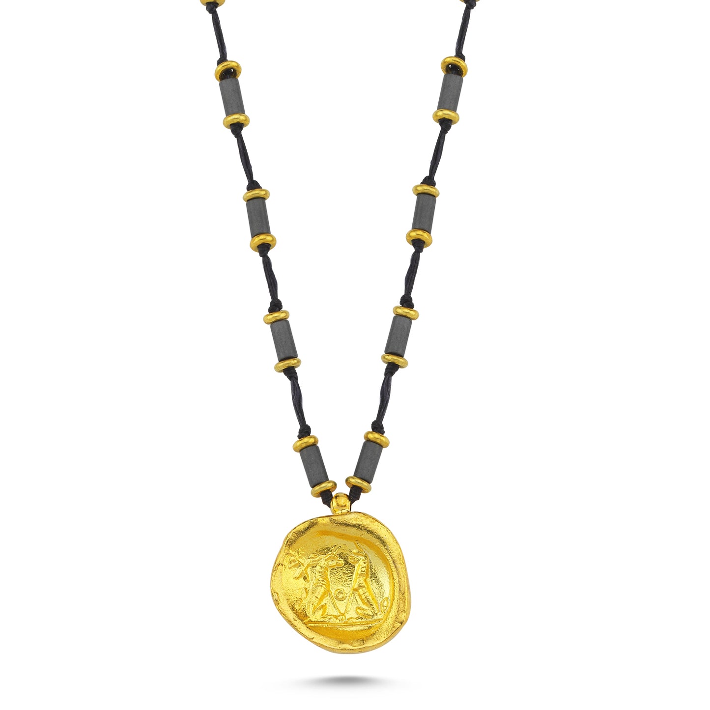 M Hematite Wax Seal Knot Kolye