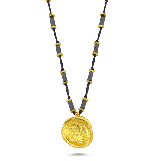 M Hematite Wax Seal Knot Kolye
