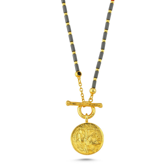 M Hematite Single Bird Kolye