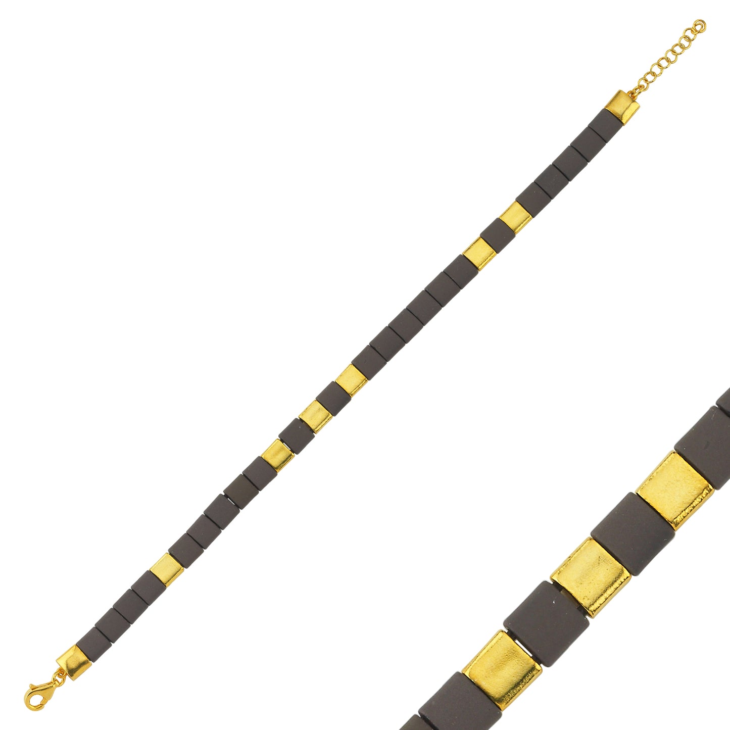 M Vermeil Brown Hematite Bead Bileklik