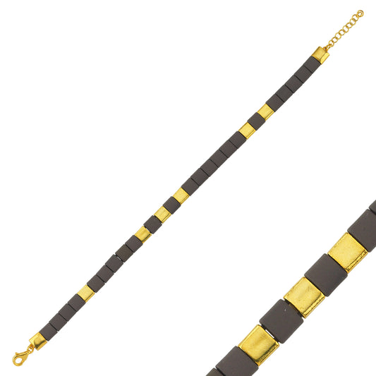 M Vermeil Brown Hematite Bead Bileklik