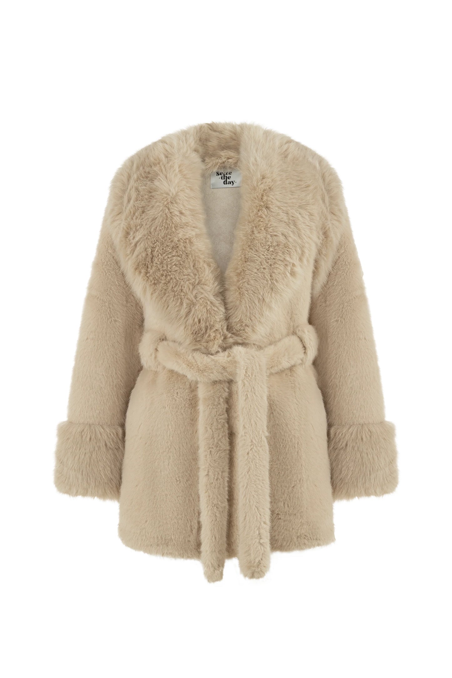 STD Marma Taş Rengi Kürk Kaban