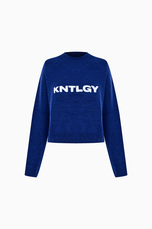 KNTLGY Long Sleeve Knitted Mavi Kazak