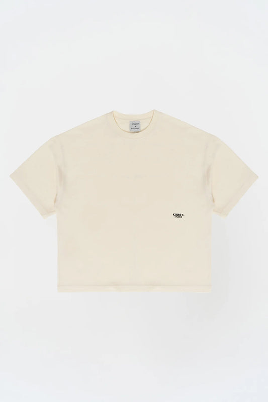 KNST Kısa Kollu Baskılı Box Fit Ekru T-Shirt