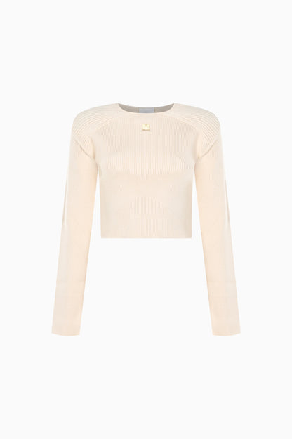 KNTLGY FutureKnit Bej Crop Kazak