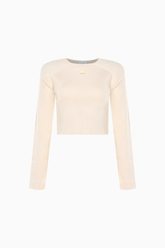 KNTLGY FutureKnit Bej Crop Kazak