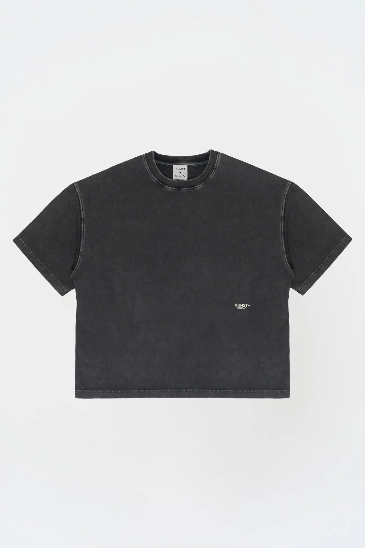 KNST Kısa Kollu Heykel Baskılı Box Fit Yıkamalı Gri T-Shirt