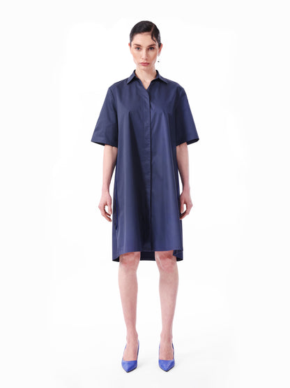 KNTLGY Lacivert Oversize Poplin A Kesim Elbise