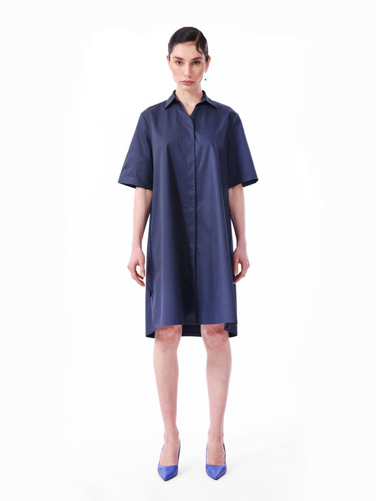 KNTLGY Lacivert Oversize Poplin A Kesim Elbise