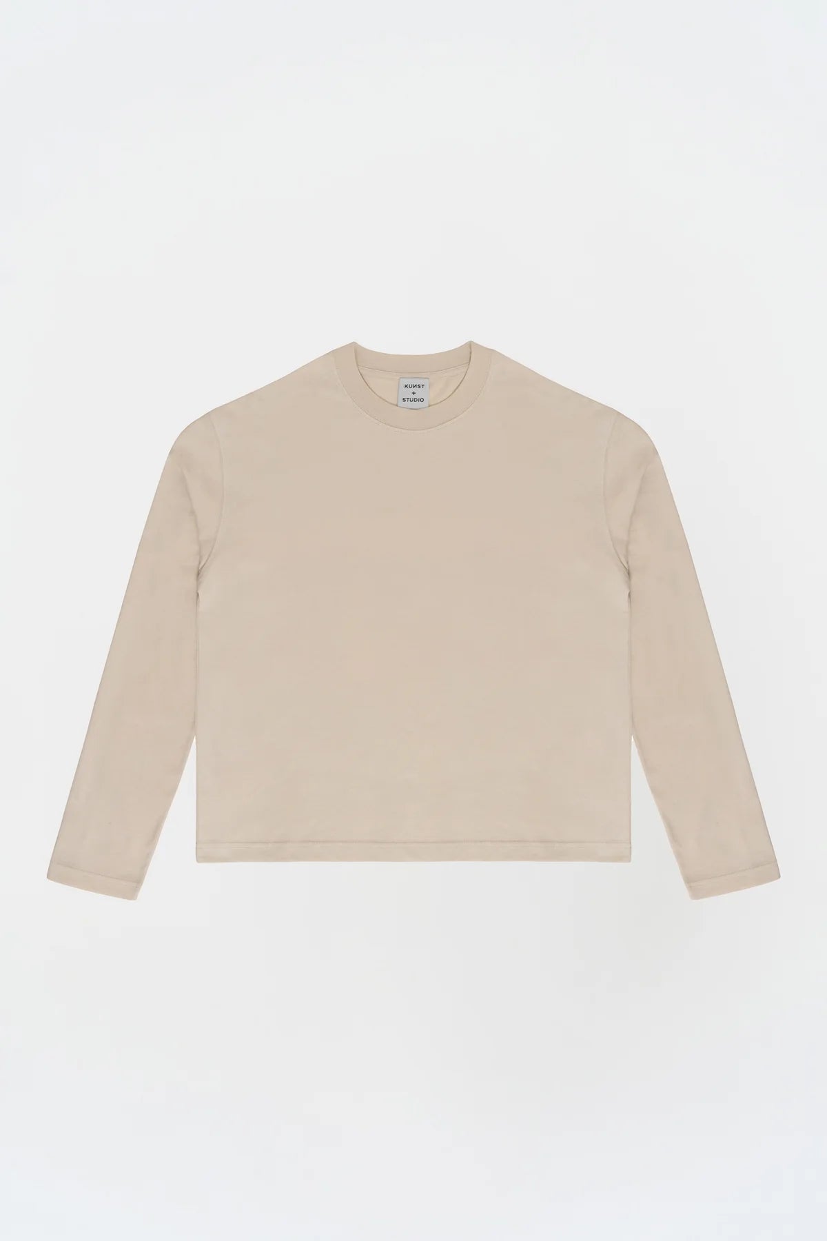 KNST Uzun Kollu Nakışlı Oversize Krem T-Shirt