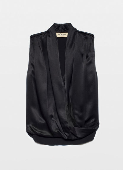 A Diana Saten Siyah Top