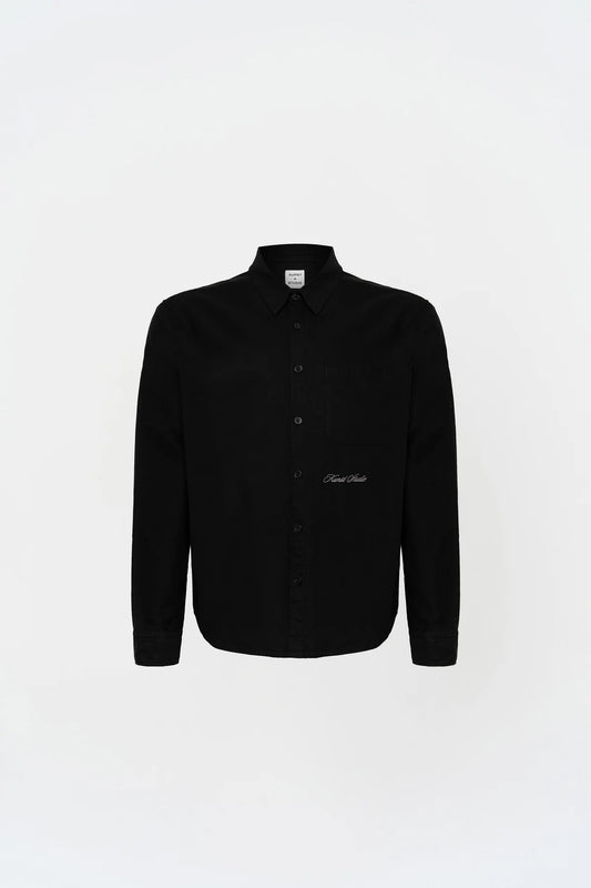 KNST Box Fit Nakışlı Siyah Gömlek