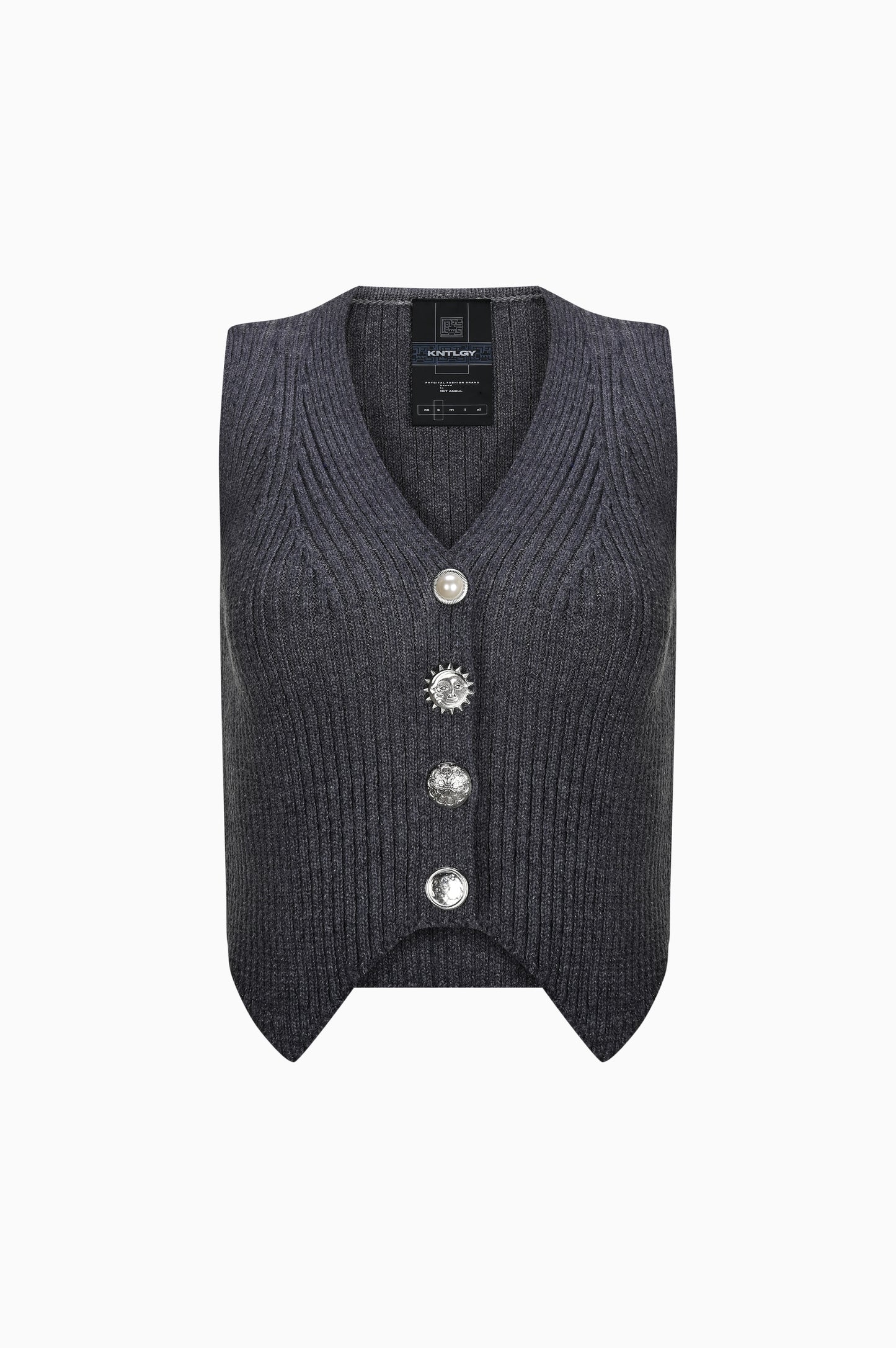 KNTLGY Multi Button Ribbed Yelek