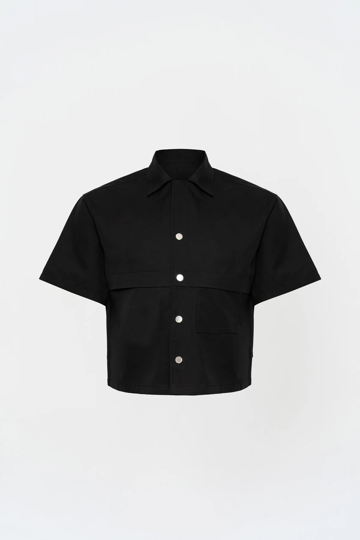 KNST Siyah Box Fit Kısa Kollu Teknik Gömlek