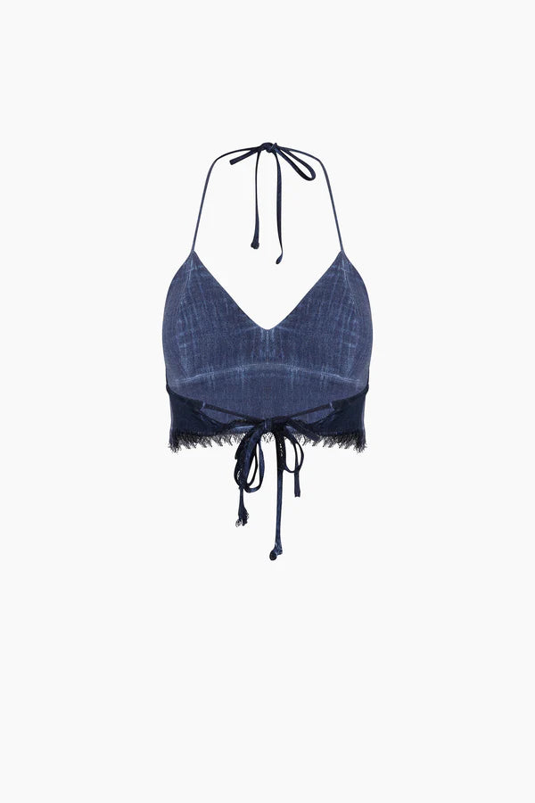 İK Keten Navy Crop Bluz