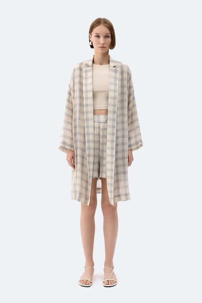 İK Gri Ekose Kimono