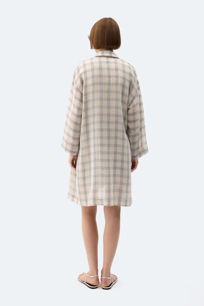 İK Gri Ekose Kimono