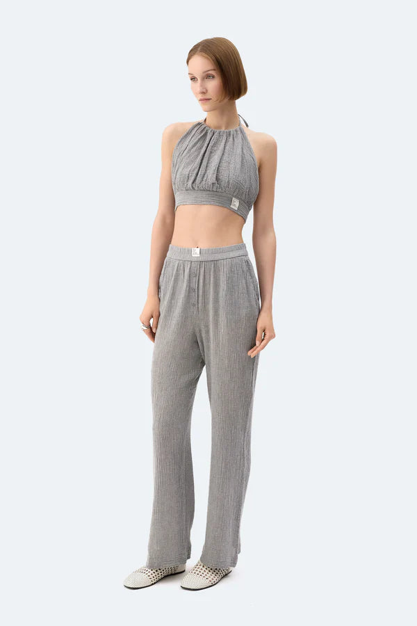 İK Gri Crinkle Crop Üst