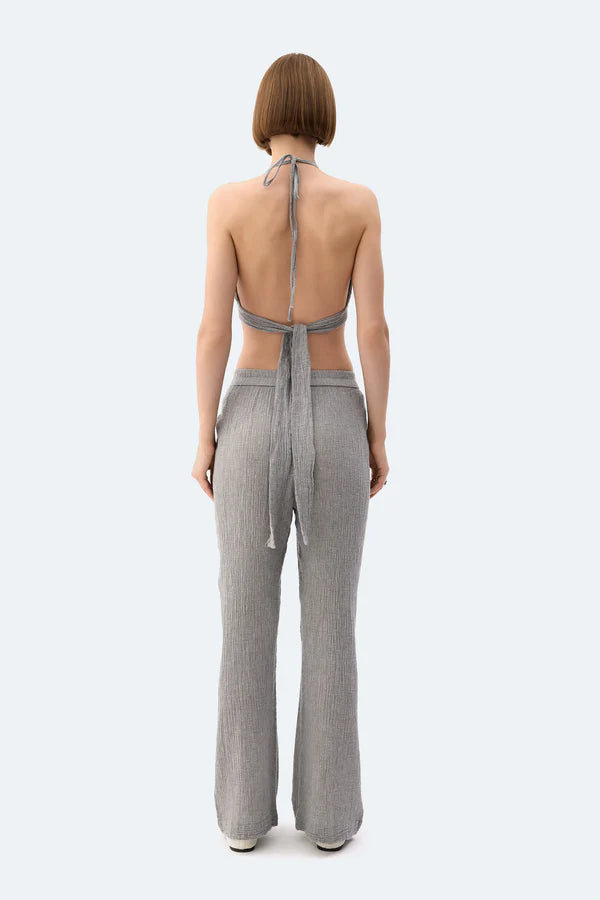 İK Gri Crinkle Crop Üst