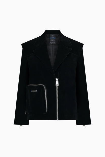 KNTLGY Velvet Fuse Zipped Ceket
